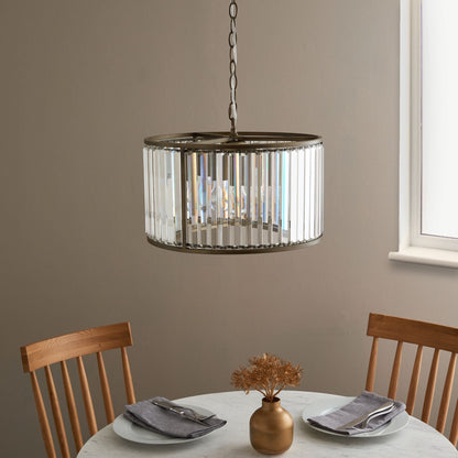 Resto Crystal & Antique Brass Pendant Ceiling Light