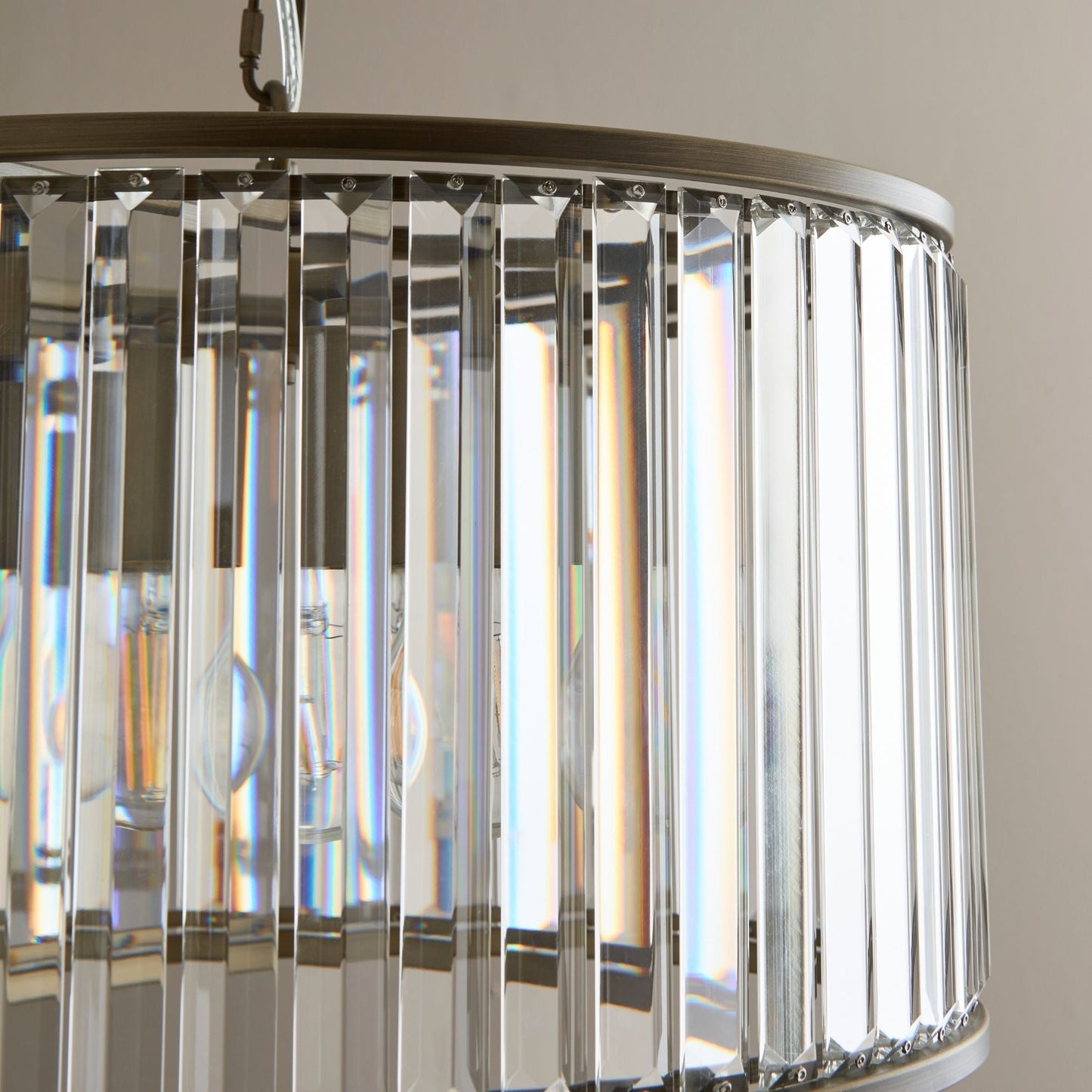 Resto Crystal & Antique Brass Pendant Ceiling Light