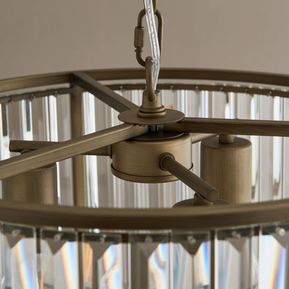 Resto Crystal & Antique Brass Pendant Ceiling Light