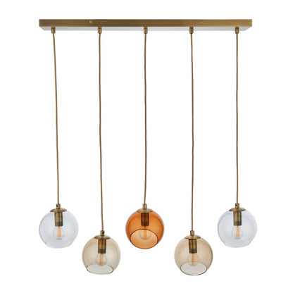 Branco 5 Light Antique Brass Ceiling Pendant Bar
