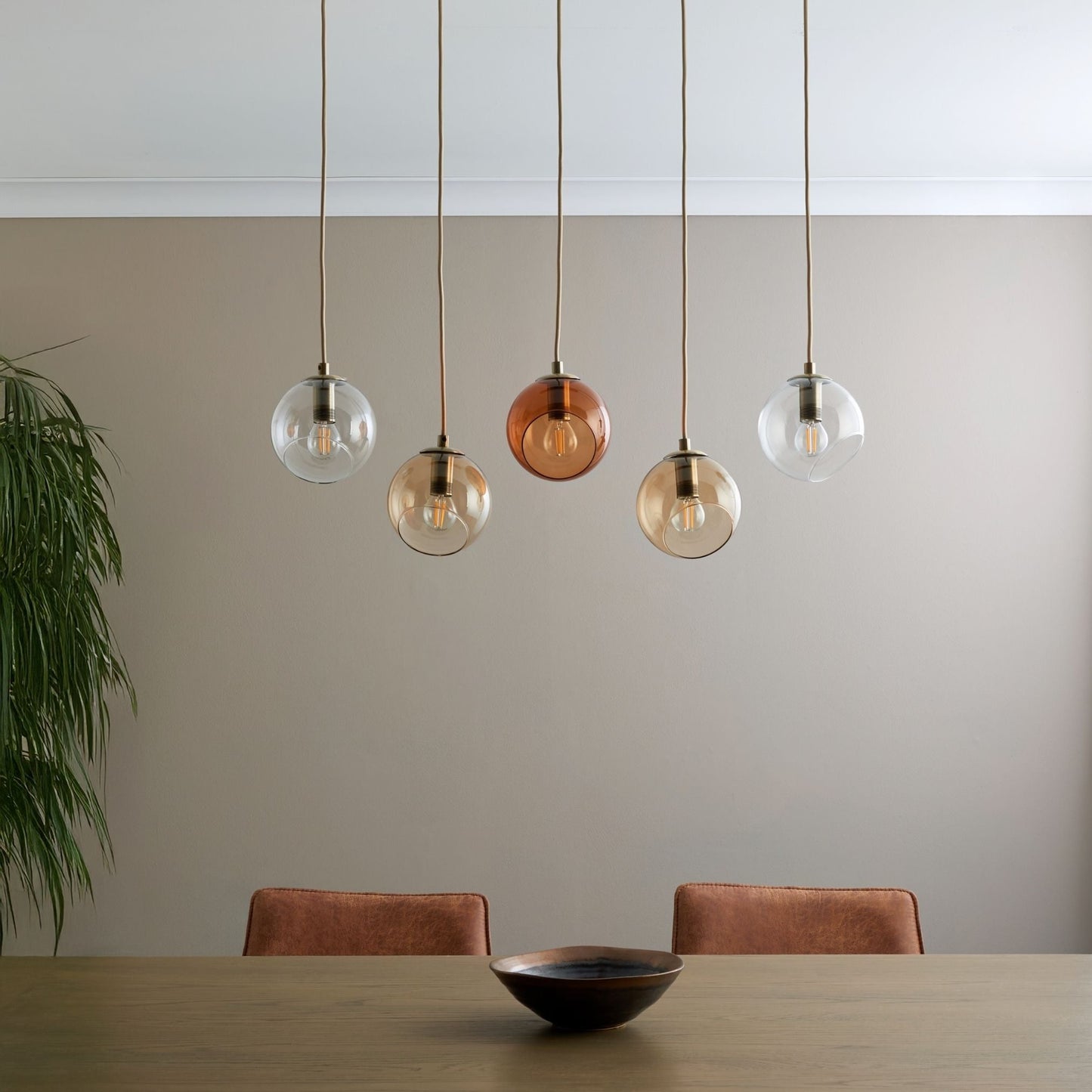 Branco 5 Light Antique Brass Ceiling Pendant Bar