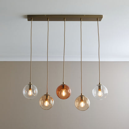Branco 5 Light Antique Brass Ceiling Pendant Bar