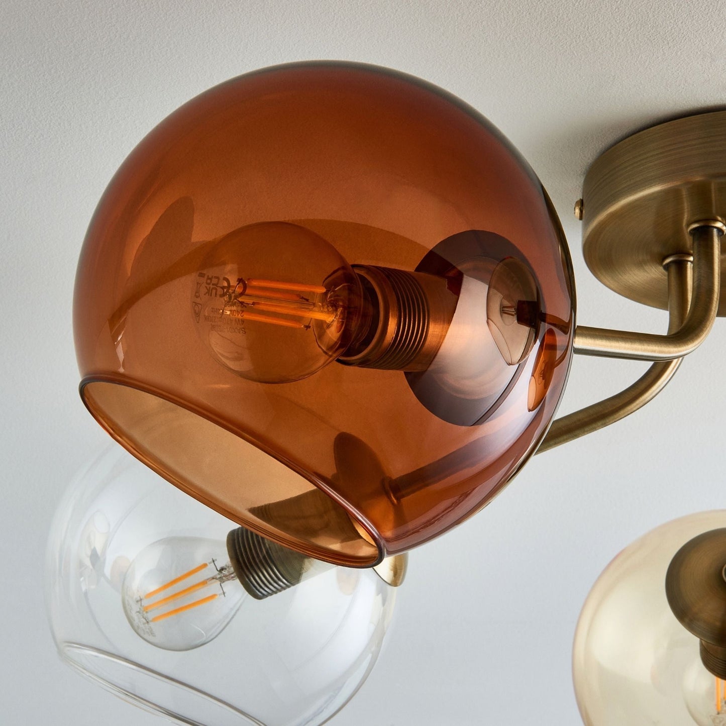 Branco 5 Light Antique Brass Semi Flush Ceiling Light