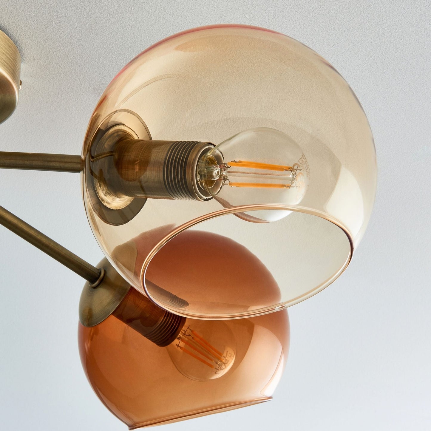 Branco 5 Light Antique Brass Semi Flush Ceiling Light