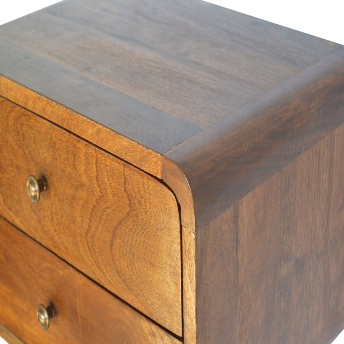 Floating Curved Chestnut Bedside   BlissVeranda