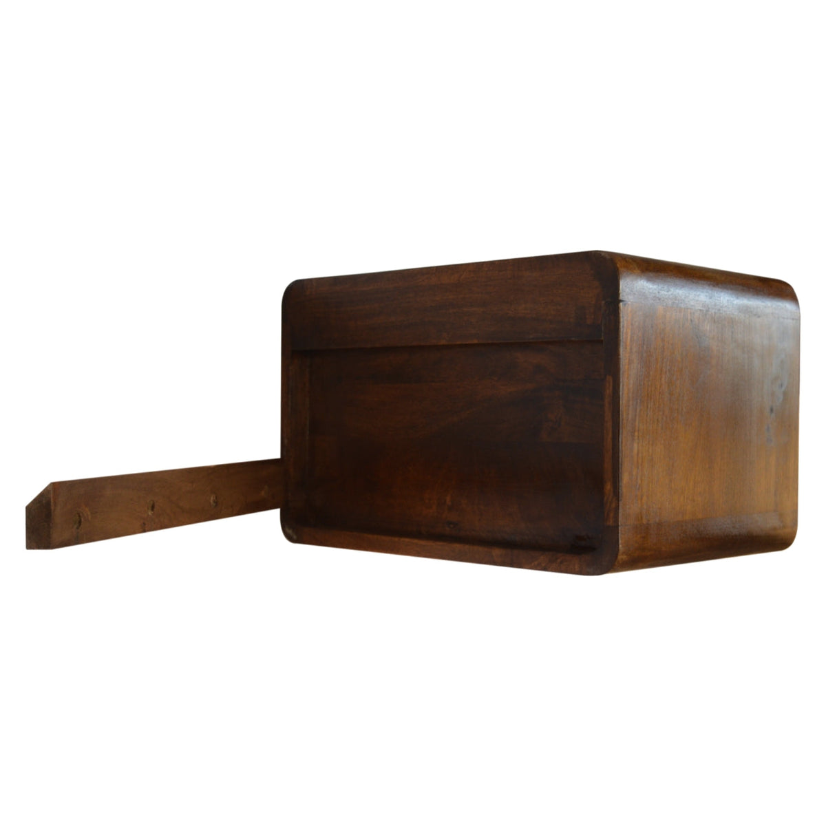 Floating Curved Chestnut Bedside   BlissVeranda