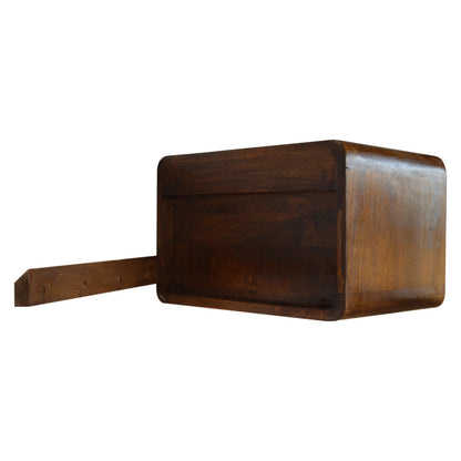 Floating Curved Chestnut Bedside   BlissVeranda