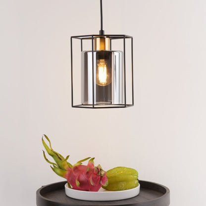 Sabrina 1 Light Black and Smoked Glass Pendant Ceiling Light