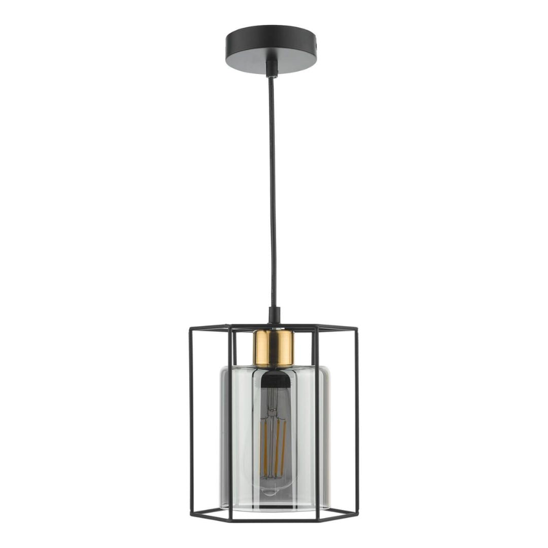 Sabrina 1 Light Black and Smoked Glass Pendant Ceiling Light