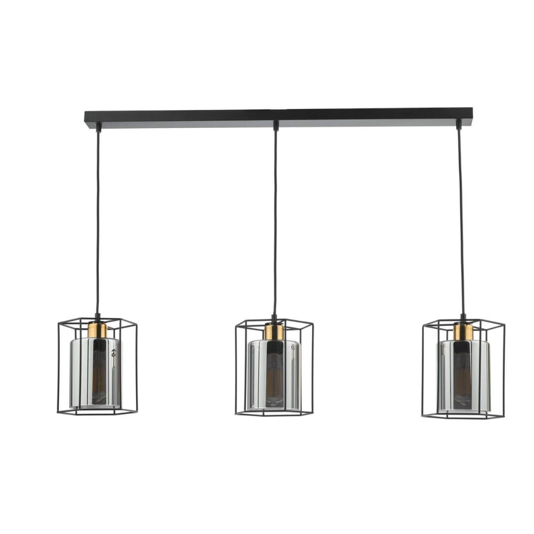 Sabrina 3 Light Black and Smoked Glass Ceiling Pendant Bar