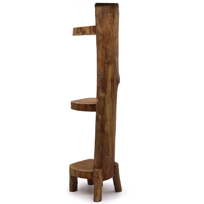 Natural Teak Log Shelve Display 3 Shelves  100cm high  TDS BlissVeranda