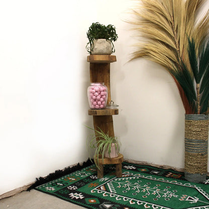 Natural Teak Log Shelve Display 3 Shelves  100cm high  TDS BlissVeranda