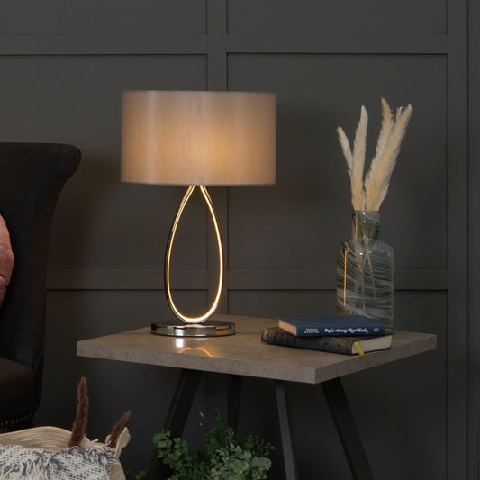 Zabina Polished Chrome & Grey LED Table Lamp