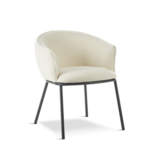 DUKE Boucle White Dining Chair   BlissVeranda