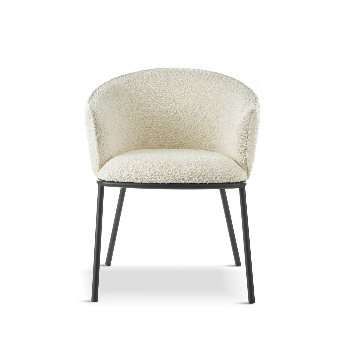 DUKE Boucle White Dining Chair   BlissVeranda