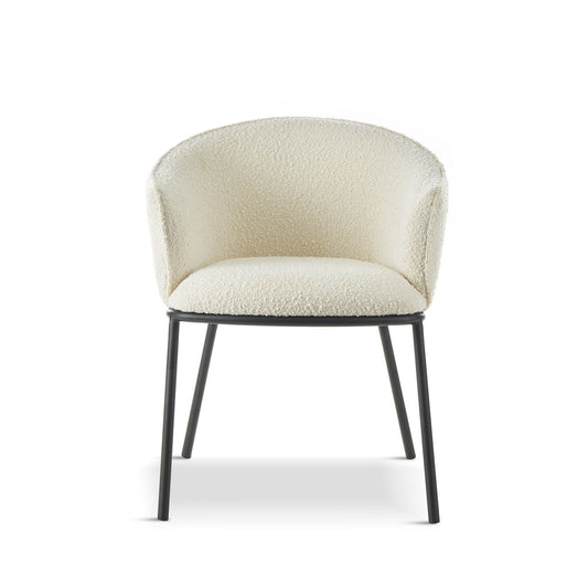 DUKE Boucle White Dining Chair   BlissVeranda