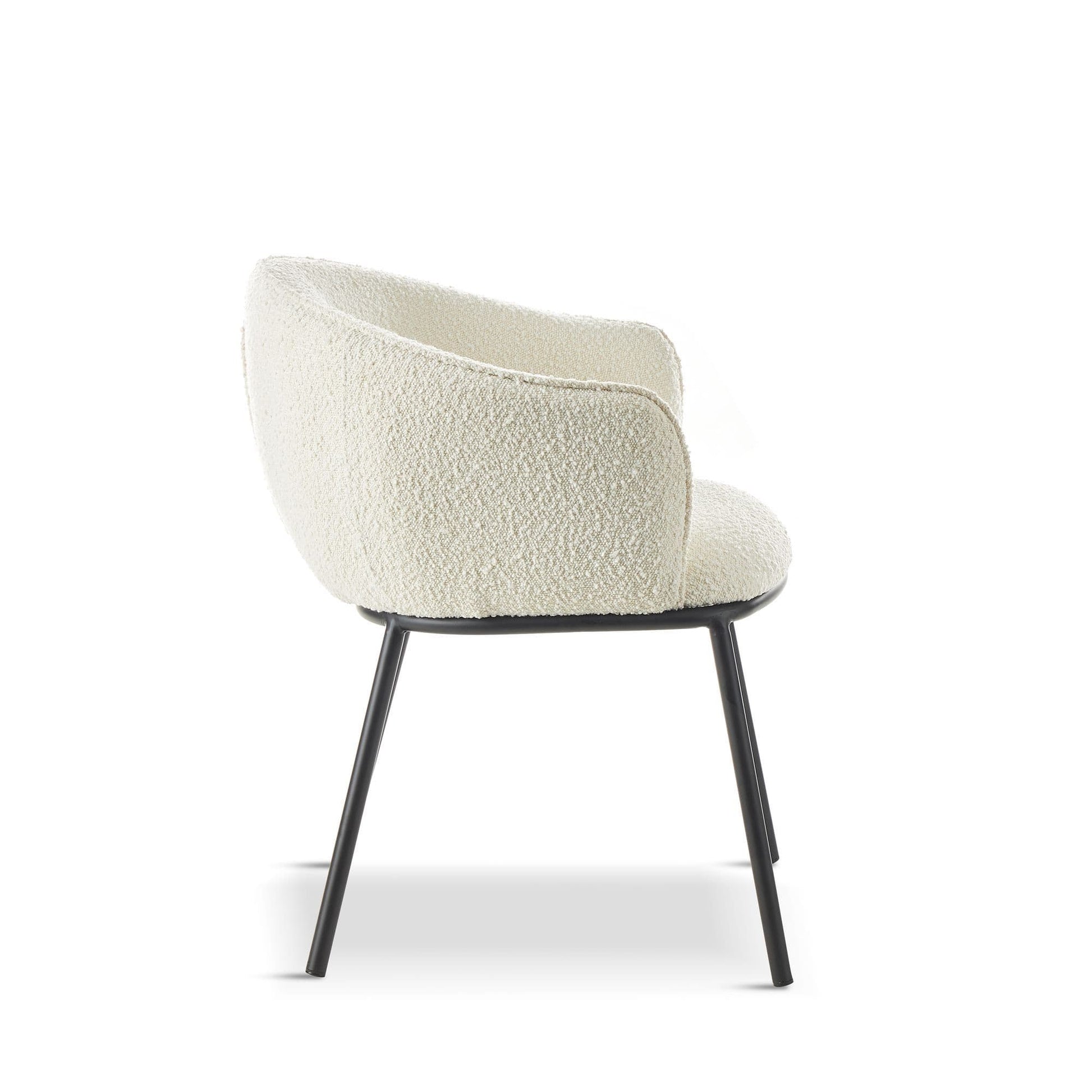 DUKE Boucle White Dining Chair   BlissVeranda