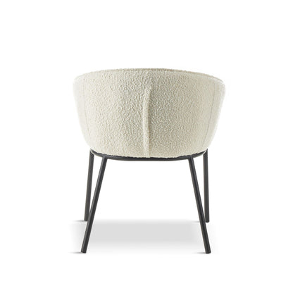 DUKE Boucle White Dining Chair   BlissVeranda