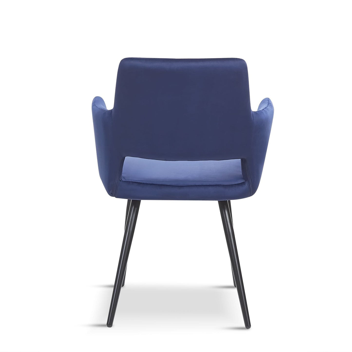 Blue chair with black legs on a white background