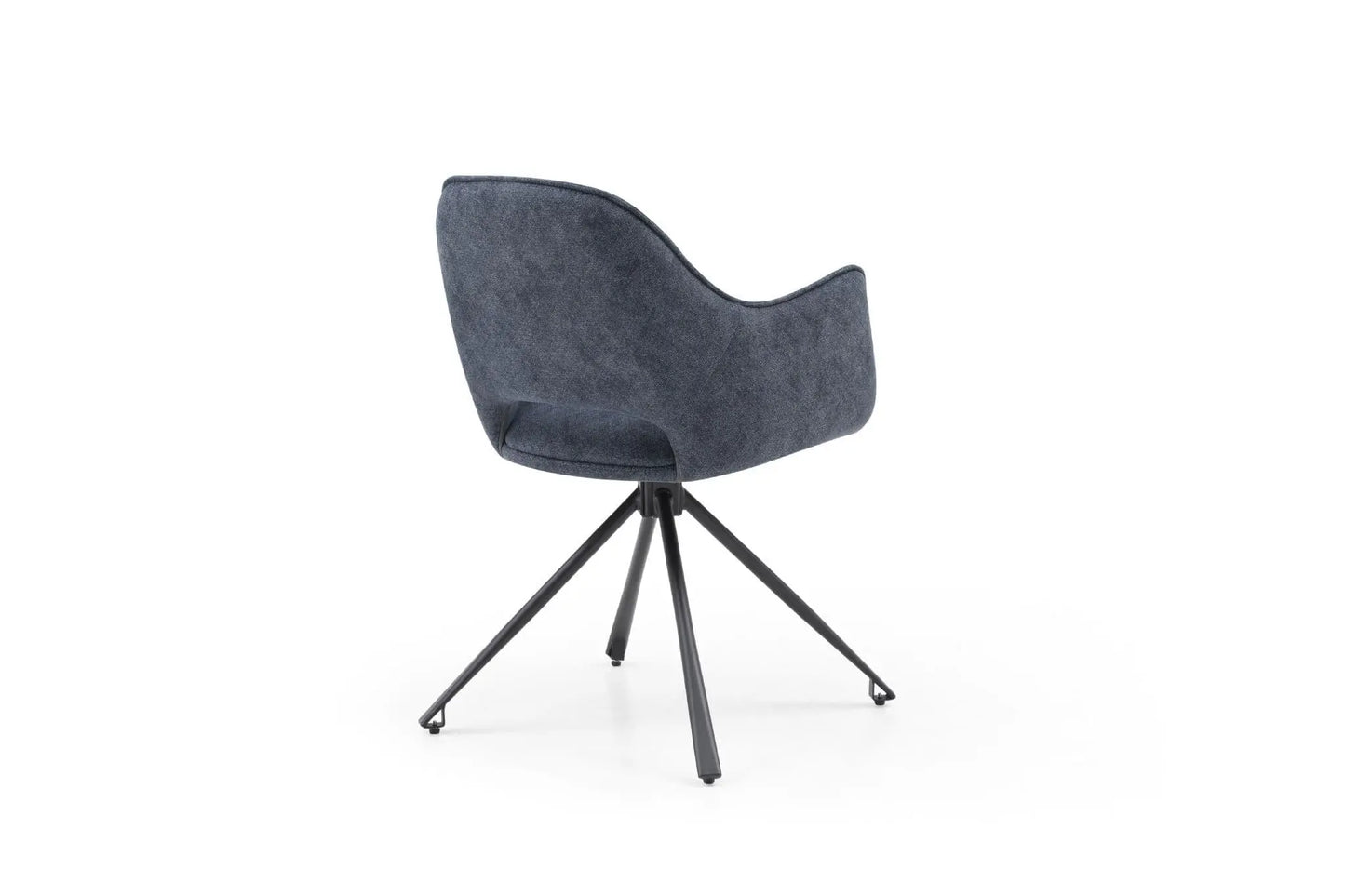 Gray armchair with black metal legs on a white background