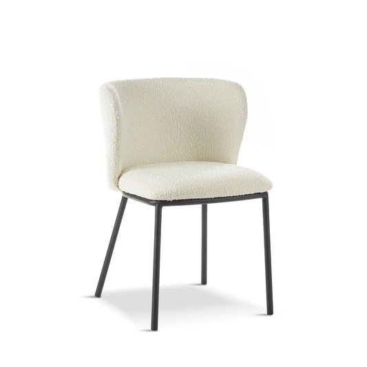 Beige chair with black legs on a white background