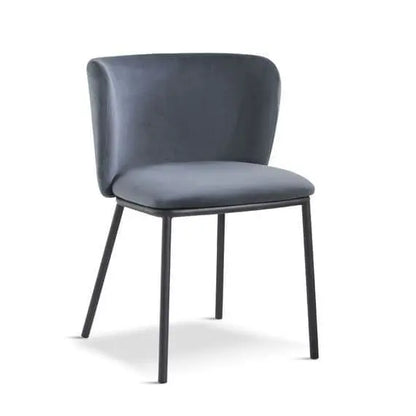 Gray chair with black legs on a white background