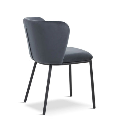 Gray chair with black legs on a white background