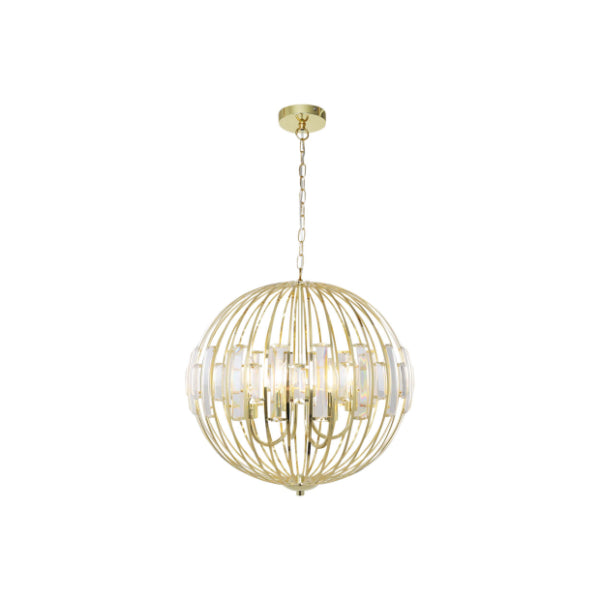 Noemi Polished Brass & Crystal Ceiling Pendant