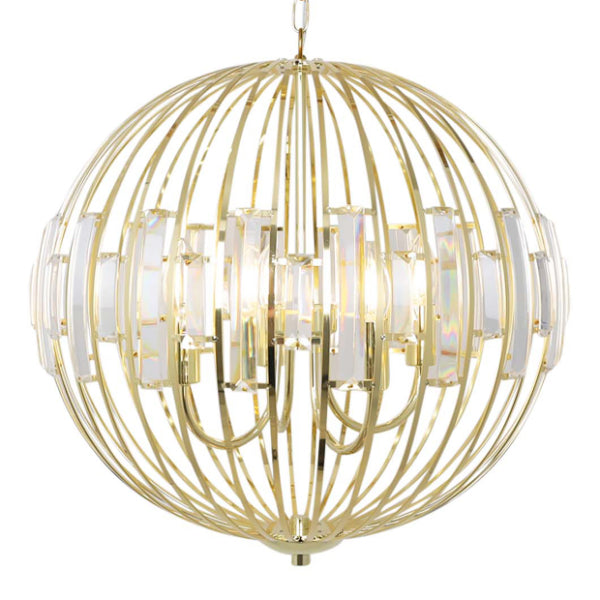 Noemi Polished Brass & Crystal Ceiling Pendant