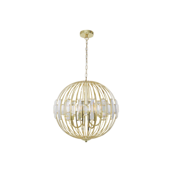 Noemi Polished Brass & Crystal Ceiling Pendant