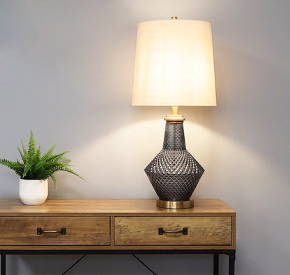 Lia Antique Brass & Smoked Glass Table Lamp