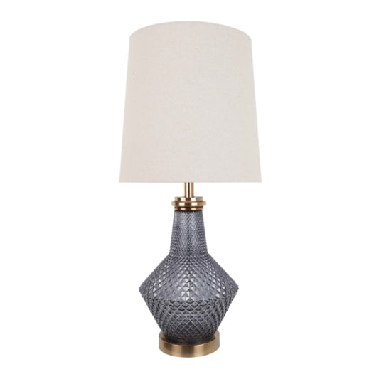 Lia Antique Brass & Smoked Glass Table Lamp