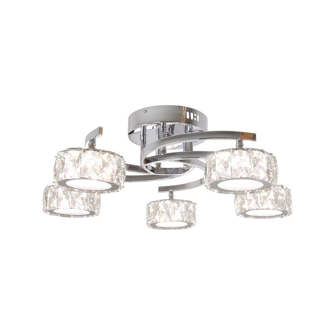 Dilan 5-Light Polished Chrome LED Semi-Flush Ceiling Light