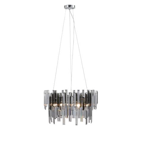 Onega 3 Light Chrome & Smoked Glass Pendant Ceiling Light
