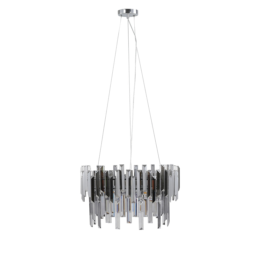 Onega 3 Light Chrome & Smoked Glass Pendant Ceiling Light