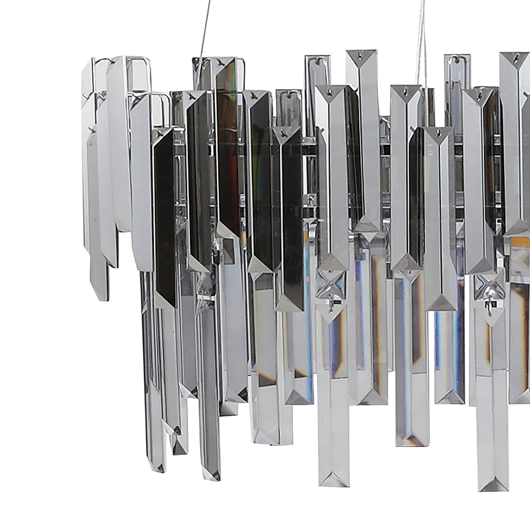 Onega 3 Light Chrome & Smoked Glass Pendant Ceiling Light