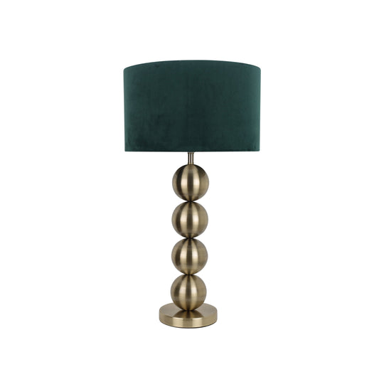 Aila Antique Brass Table Lamp with Green Shade