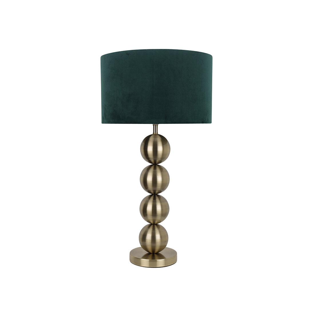 Aila Antique Brass Table Lamp with Green Shade
