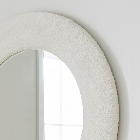 Bouclé Cream Round Mirror