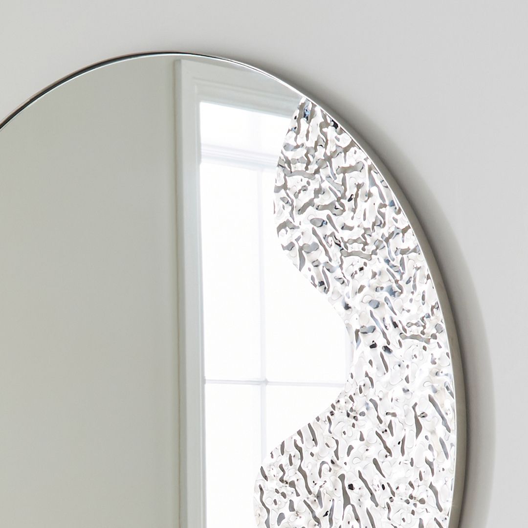 Ripple Silver Round Mirror