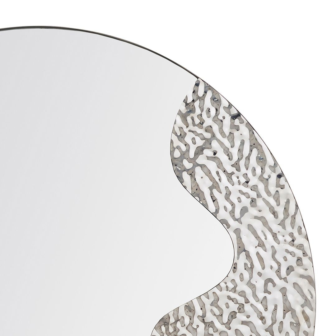 Ripple Silver Round Mirror