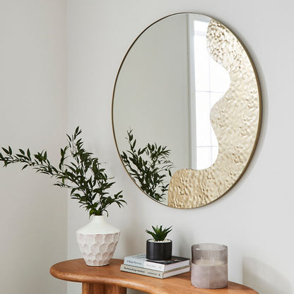 Ripple Antique Brass Round Mirror