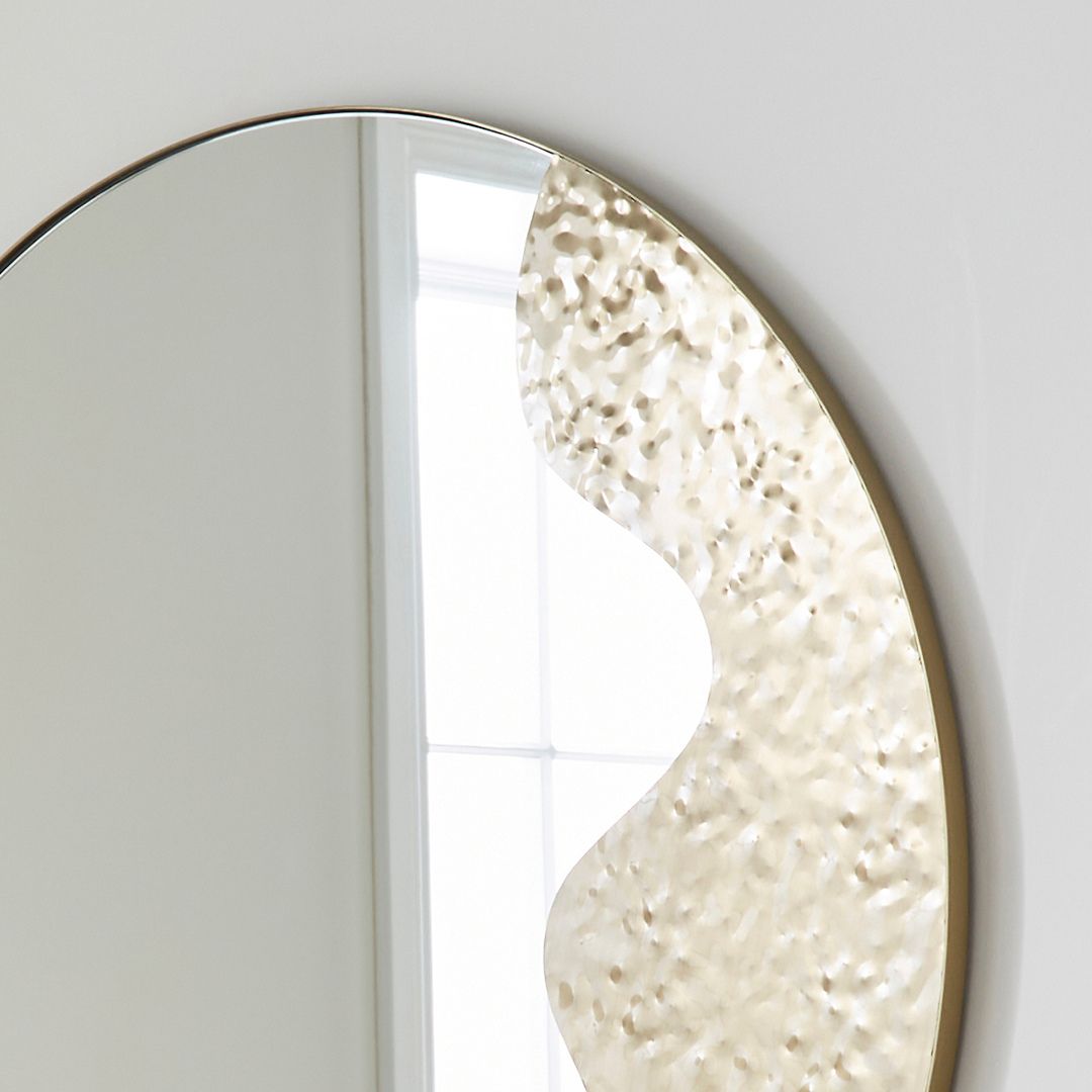 Ripple Antique Brass Round Mirror