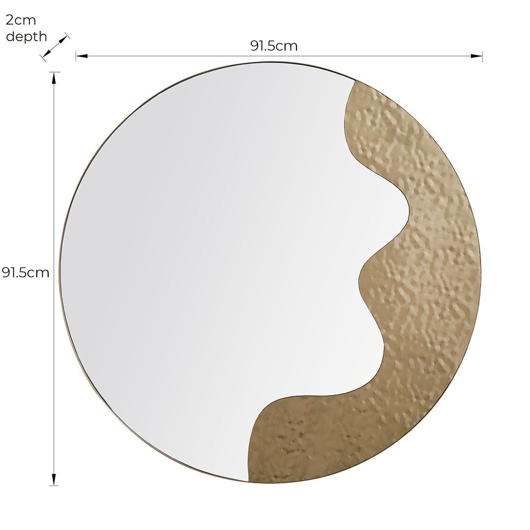 Ripple Antique Brass Round Mirror