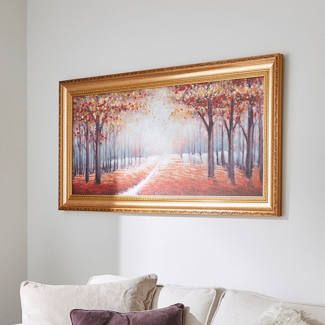 Wooded Trail Gold Framed Canvas Wall Art