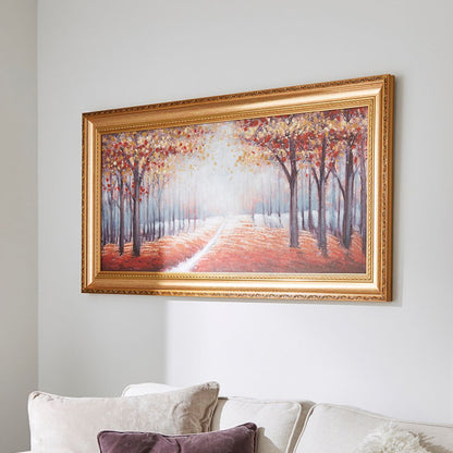 Wooded Trail Gold Framed Canvas Wall Art