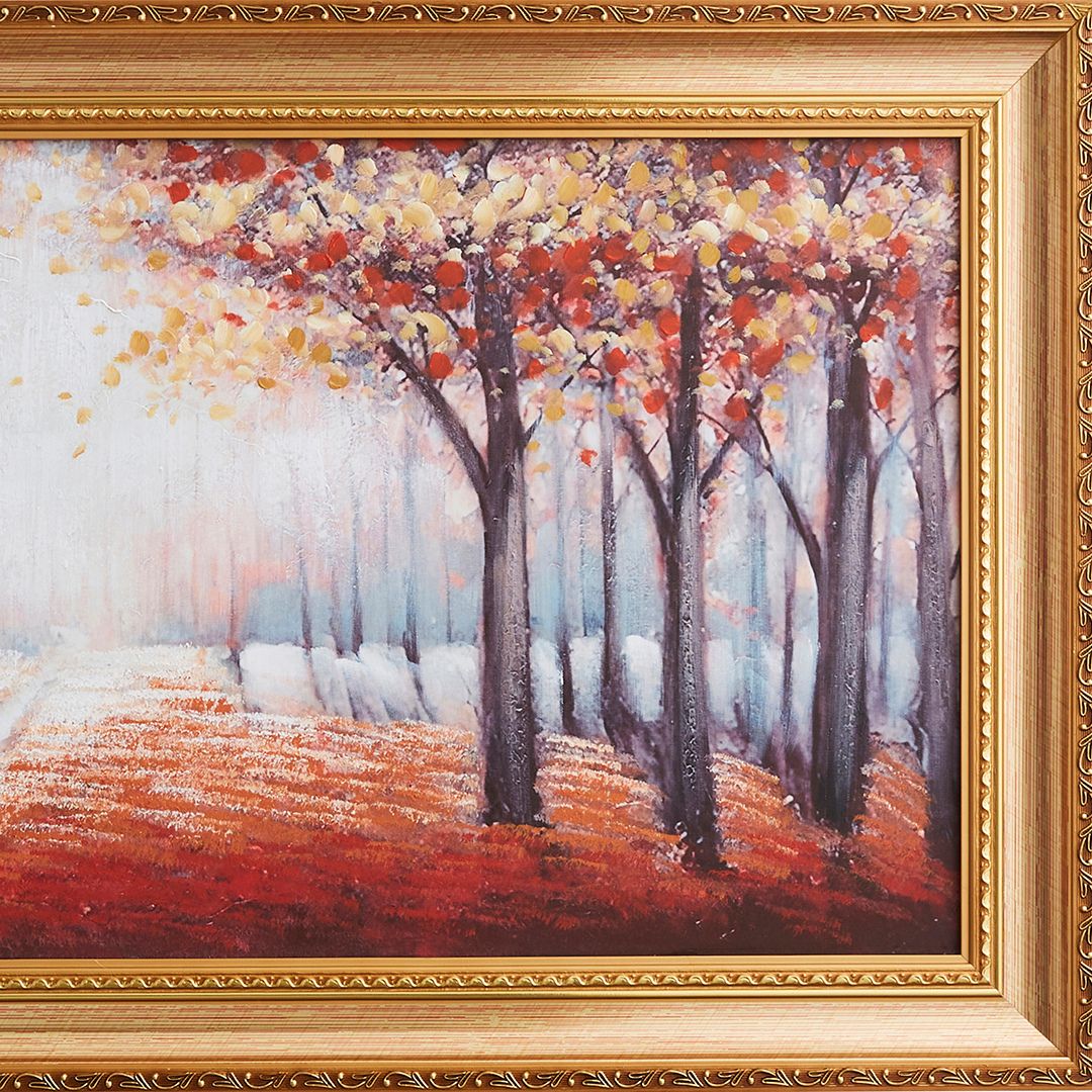 Wooded Trail Gold Framed Canvas Wall Art