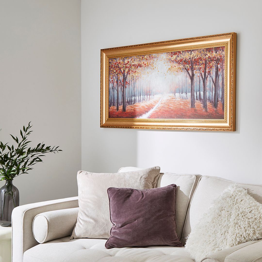 Wooded Trail Gold Framed Canvas Wall Art