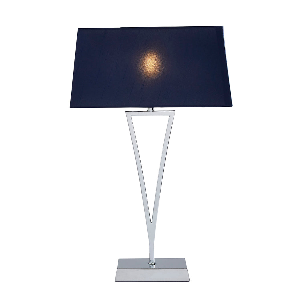 Lizzie Chrome & Navy Touch Table Lamp