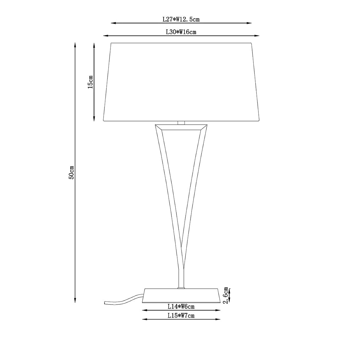 Lizzie Chrome & Navy Touch Table Lamp